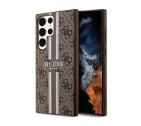 Guess 4G Printed Stripe - Coque pour Samsung Galaxy S23 Ultra (Marron) - 3666339117481