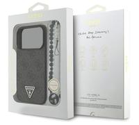 CG Mobile Coque Guess 4G pour iPhone 17 Pro Courroie logo triangulaire compatible MagSafe Noir