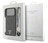 Guess 4G Triangle Logo With Pearl Strap MagSafe Case for iPhone 17 Pro Max 6.9"" Black