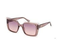 Guess 7908 Lunettes de soleil pour femme de forme carrée - Couleur 59Z Beige vif avec verres violet dégradé ou miroir - Calibre 52