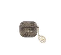 Coque pour Airpods 3 4G Script avec Charm Scintillant Ornée de Strass Marron