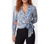 GUESS Alanis Wrap Ls Blous Floral Paisley Blue Taille: 36 | Manches longues Outlet | Femme | Bleu