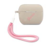 Guess Apple Airpods Pro Cover Grau Pink Silicone Vintage Housse de protection Case Etui Support