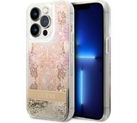 Coque pour iPhone 14 Pro Motif Floral et Paillettes Flottantes Transparent
