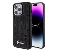 Guess Coque de Protection à Paillettes avec Logo Guess Metal pour iPhone 15 Promax - Noir