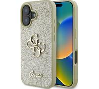 GUESS Apple iPhone 16 Plus Fixed Glitter Big 4G Design Cover Gold