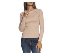 GUESS Article W4YR06Z3FF0 Pull en mélange Viscose côtelé avec fil Lurex. Col rond, manches longues Raglan avec boutons dans la emmanchure. Regular Fit, F69e, XL