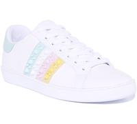 Guess Baskets En Cuir À Lacets Cloutées Pour Femmes Blanches Bleues EU 36-42