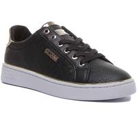Guess Beckie Lacée Logo Dans Baskets Femmes Noir Or Taille UK 3 - 9