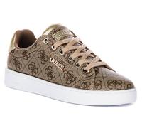 Guess Beckie Logo All Over Basse À Lacets Femme Trainer En Beige EU 36-42
