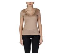Guess - Beige V-Neck Lyocell T-Shirt - Femme - Tops - Beige - Taille: 44 FR