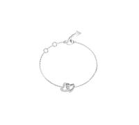 GUESS Beloved 15mm Heart Links Bracelet Rhodium argenté