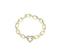 GUESS Beloved Pave Heart Chain Bracelet S Yellow Gold/Pink