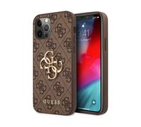 Guess Coque de Protection pour iPhone 12/12 Pro 6,1" Brun GUHCP12M4GMGBR 4G Big Metal Logo