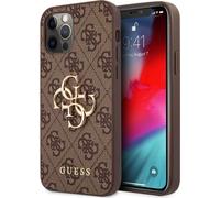 Guess Big Metal Logo Collection Smartphone Hard Case pour Apple iPhone 12 / 12 Pro Marron avec motifs
