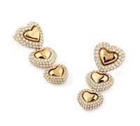 Guess Bijoux Boucles D'oreilles Pour Femmes Cœur Pavée Doré JUBE05013JWYG