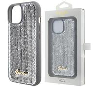 Guess Boîtier métallique à paillettes pour iPhone 15 - Argent Étui pour téléphone portable