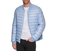 GUESS Bomber léger à manches longues et poignets élastiques pour homme, bleu poudré, Large