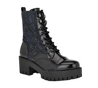 GUESS Bottes de combat Watie, Bottes Hautes pour femme, Denim noir 002, 38.5 EU