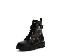 GUESS Bottes design monogramme, semelle plateforme, boucle décorative, noir et marron, Noir et y marron, 39 EU