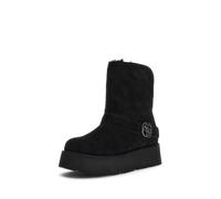 GUESS Bottes d'hiver pour femme, daim noir, semelle plateforme, boucle décorative, Noir , 41 EU