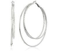 Guess Boucles d'oreilles créoles argentées lisses et texturées, taille unique, argent, taille unique, Argent