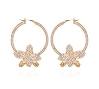 GUESS Boucles d'oreilles créoles en cristal doré avec motif floral