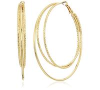 Guess Boucles d'oreilles créoles en fil doré lisse et texturé