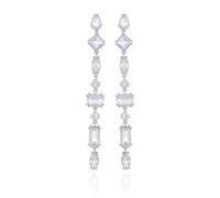 GUESS Boucles d'oreilles pendantes linéaires en cristal argenté