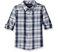 GUESS Boys' Little Colby Adjustable Long Sleeve Plaid Shirt