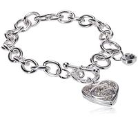 GUESS Bracelet à chaîne à bascule avec logo en forme de cœur - Cristal, taille unique