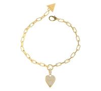 GUESS Bracelet argent pour femme - Love Me Tender Pave Heart Paperlink Bracelet S 237230