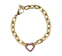 GUESS Bracelet doré pour femme - Beloved Pave Heart Chain Bracelet S Yellow Gold / Pink 307458