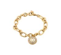GUESS Bracelet 'G Talisman' jaune d'or / transparent / blanc perle, Taille S