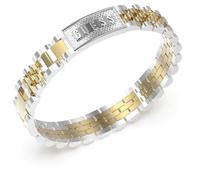 Guess - Bracelet Guess pour homme en acier inoxydable, bicolore, EMPIRE - Bracelet - Acier - Allié argent et or jaune - 21 cm - Sans nickel