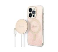 Guess Bundle Pack Housse 4G Pour Magsafe Rose Or - iPhone 14 Pro