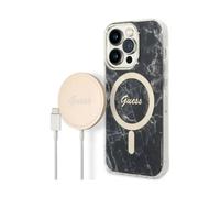 Guess Bundle Pack Housse IML Marble Pour Magsafe Noir Or - iPhone 14 Pro Max