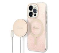 Bundle Coque pour iPhone 14 Pro Magsafe 4G et Chargeur Sans Fil Qi Magsafe 15W Rose