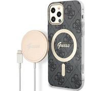 Guess Bundle Pack MagSafe 4G - Étui MagSafe pour iPhone 12 / iPhone 12 Pro + chargeur (noir/doré)