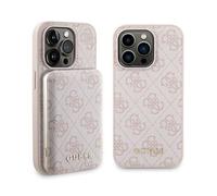 Guess Bundle Pack MagSafe 4G Metal Gold Logo - Ensemble coque + Power Bank 5000mAh MagSafe iPhone 15 Pro Max (rose)