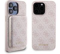 Guess Bundle Pack MagSafe 4G Metal Gold Logo - Ensemble coque + Power Bank 5000mAh MagSafe iPhone 15 Pro Max (rose) G