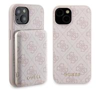 Guess Bundle Pack MagSafe 4G Metal Gold Logo - Ensemble coque + Power Bank 5000mAh MagSafe iPhone 15 (rose)