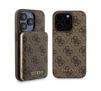 Guess Bundle Pack MagSafe 4G Metal Gold Logo - Ensemble étui + Power Bank 5000mAh MagSafe iPhone 15 Pro (marron)