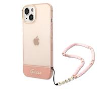 Guess Capuchon pour iPhone 14 Plus 6.7" GUHCP14MHGCOHP rose Étui rigide Translucide Pearl Strap