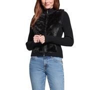 GUESS Cardigan Mila pour femme à manches longues en fourrure mélangée avec fermeture éclair sur le devant, Noir de Corvin, L