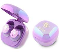 Guess Casque Bluetooth Gutwsj144Esu Tws + Station D'accueil Violet/Mauve Irisé 4G Logo Imprimé