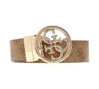 GUESS Ceinture brun clair marron pour femme - Noelle Adjustable & Reversible Pant Belt Latte Logo / Light Blue 348875 105 cm