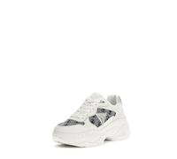 GUESS Chaussures de sport avec plateforme, blanc et bleu, détail pailleté argenté, Blanc/bleu, 41 EU