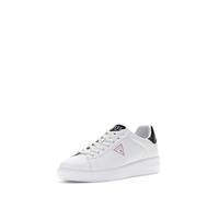 GUESS Chaussures de sport blanches avec noir, style décontracté, logo triangulaire rouge, blanc, 40 EU