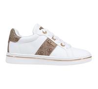 Guess Chaussures de sport pour femme, blanc avec détails dorés, logo imprimé, style décontracté urbain, blanc, 36 EU